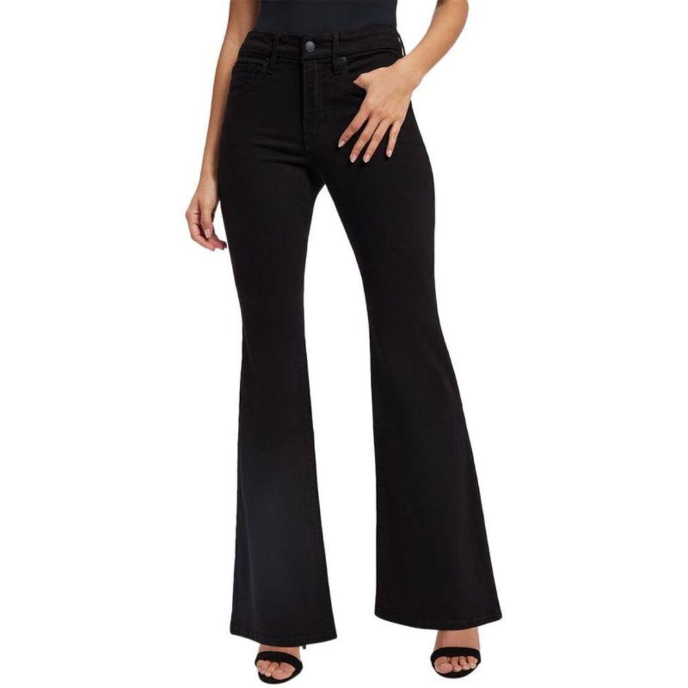 Good American Black Flare Wide Leg Jeans